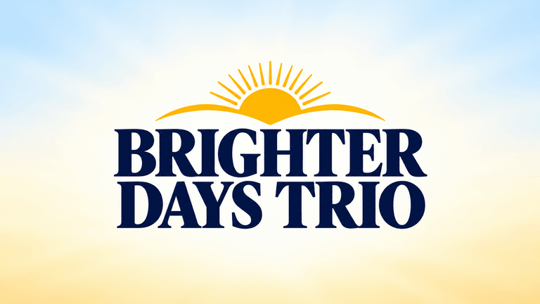 Logo for Brighter Days Trio featuring a sun and bright, uplifting colors