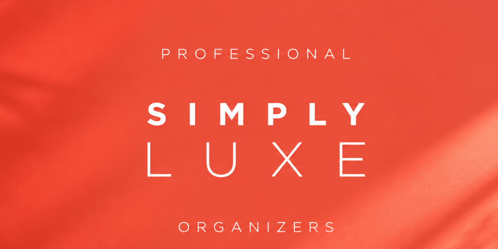 Logo for Simply Luxe Organizers featuring a coral background and elegant white text