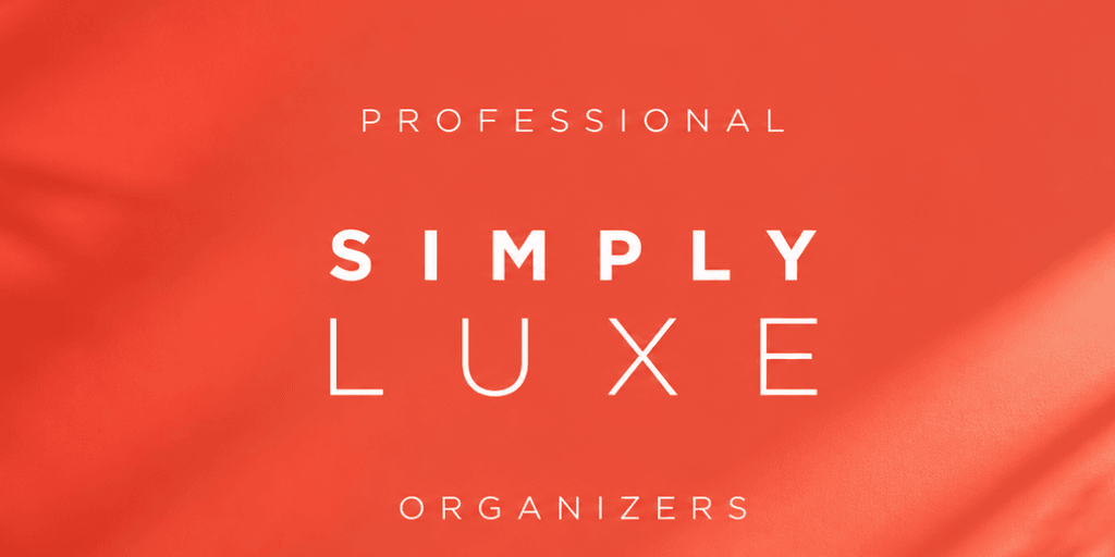 Logo for Simply Luxe Organizers featuring a coral background and elegant white text