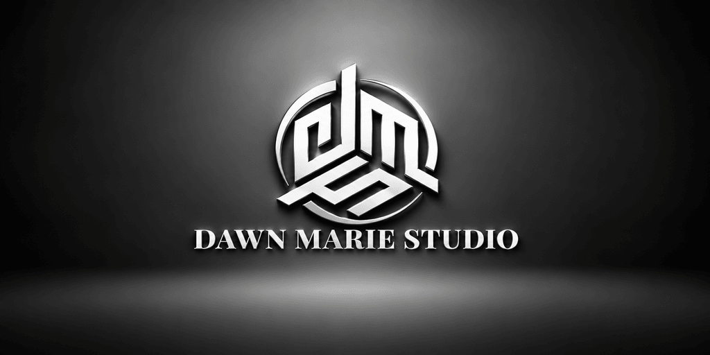 Logo design featuring the text "DAWN MARIE STUDIO" with an intricate circular emblem
