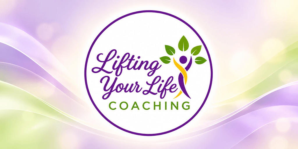 Logo for Lifting Your Life Coaching with abstract swirl and leaf design