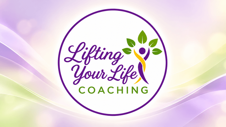 Logo for Lifting Your Life Coaching with abstract swirl and leaf design