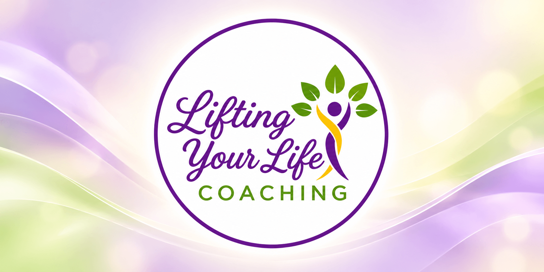 Logo for Lifting Your Life Coaching with abstract swirl and leaf design