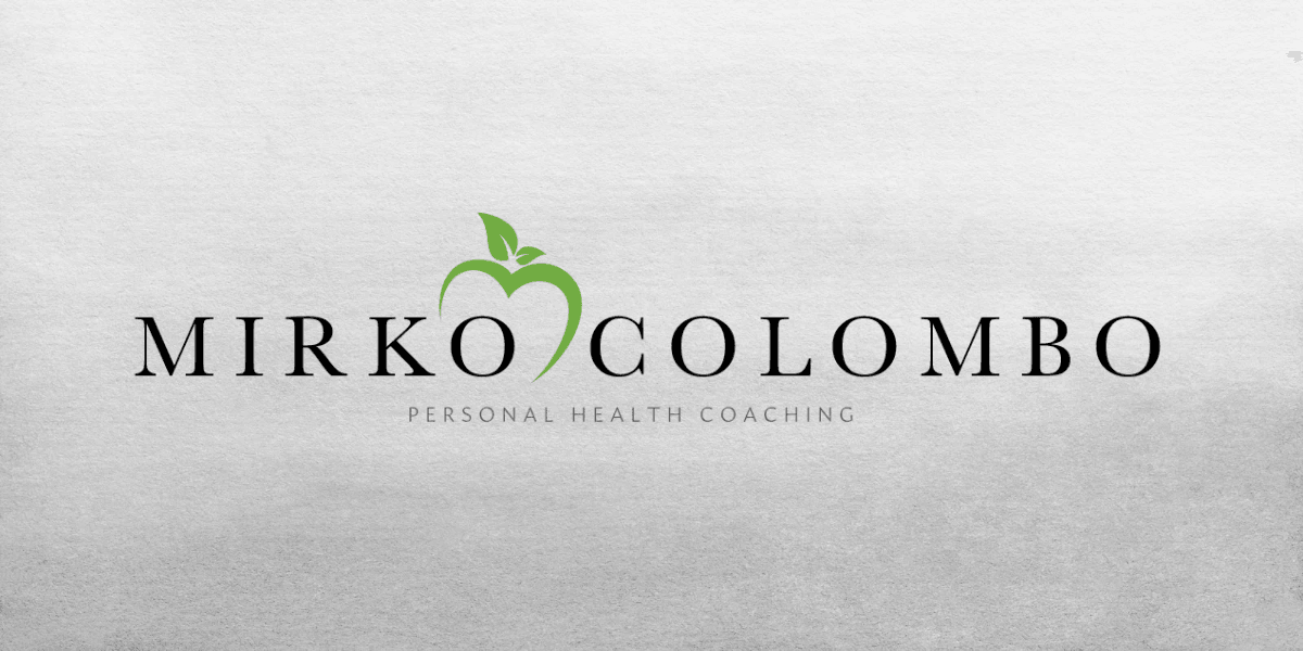 Logo for Mirko Colombo Personal Health Coaching featuring a green apple and text