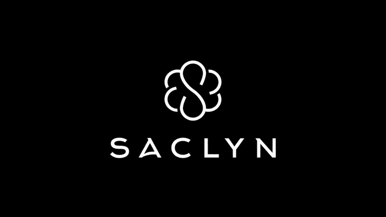 Logo of Saclyn featuring a stylized letter "S" and modern typography on a black background