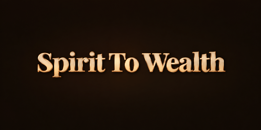 Stylized text reading "Spirit To Wealth" on a dark background