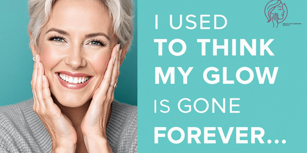 Yolanda Russo smiling, with a message about aging gracefully and reversing skin aging naturally using the Beauty On Command® Method.