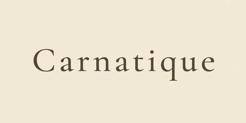 Carnatique wordmark in elegant serif typography on a soft cream background.