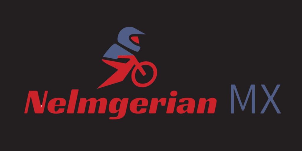 Nelmgerian MX logo featuring a stylized motocross rider above the brand name on a dark background.