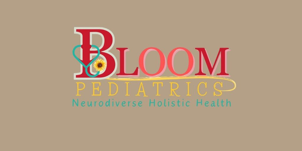 Bloom Pediatrics logo with vibrant colors, featuring the tagline 'Neurodiverse Holistic Health,' representing compassionate and innovative pediatric care.