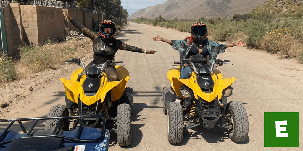 Jesse Ryan Atkinson with a family on ATV tour in Ensenada, showcasing custom family adventures through Ensenada Excursions and Tours