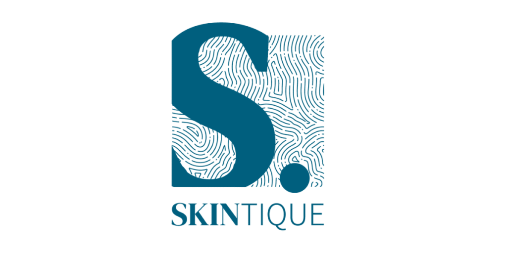 "Skintique logo with a stylized 'S' and geometric pattern, representing premium skincare solutions and expert dermatological care."