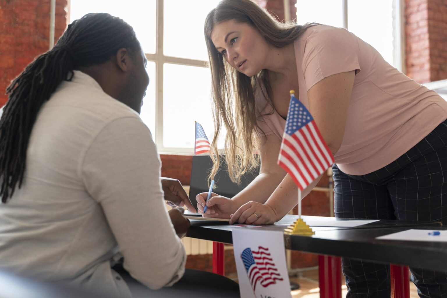 Woman Registering Vote United States