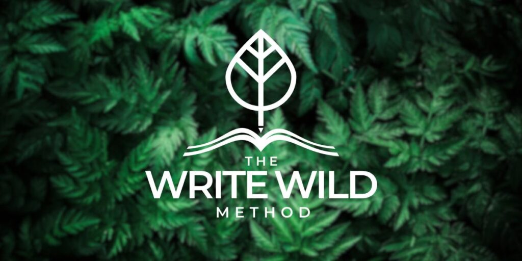"Logo of The Write Wild Method with a leafy background symbolizing growth and creativity in writing."