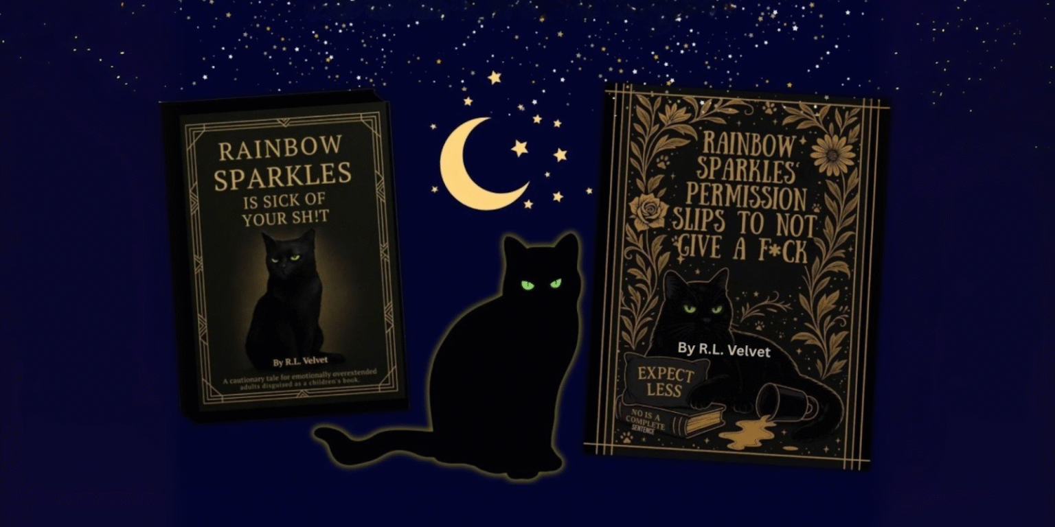Rainbow Sparkles Is Sick of Your Sh!t and Rainbow Sparkles' Permission Slips to Not Give a F*ck by R.L. Velvet, playful books on managing expectations and emotional overextension.