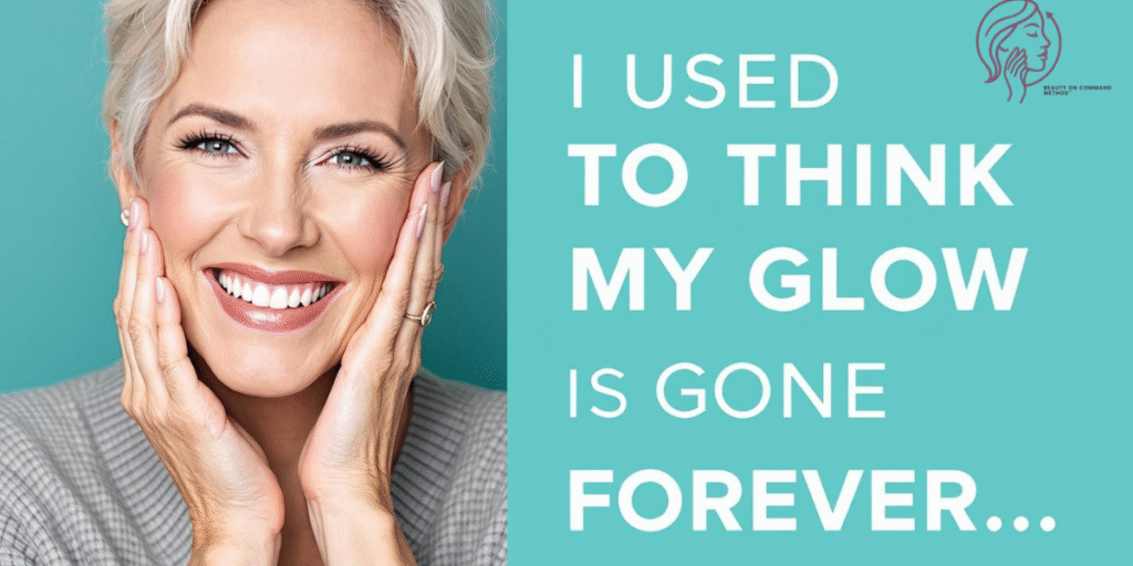 Yolanda Russo smiling, with a message about aging gracefully and reversing skin aging naturally using the Beauty On Command® Method.