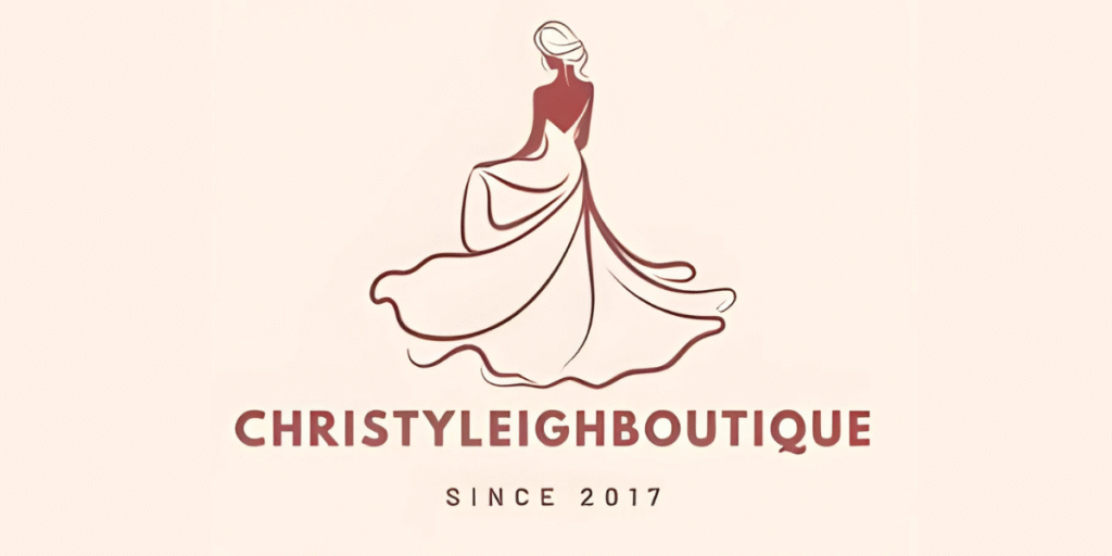 "Christyleighboutique logo featuring a woman in a flowing dress, symbolizing elegance, empowerment, and affordable, stylish fashion since 2017."