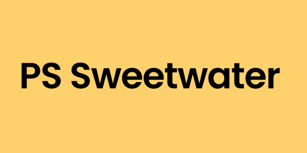 PS Sweetwater logo on yellow background representing nature-inspired storytelling, homesteading guides, and children’s books.