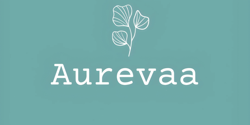 Aurevaa's elegant logo, featuring the brand name and botanical sketch, captures quiet luxury, timeless beauty, and heritage craftsmanship.