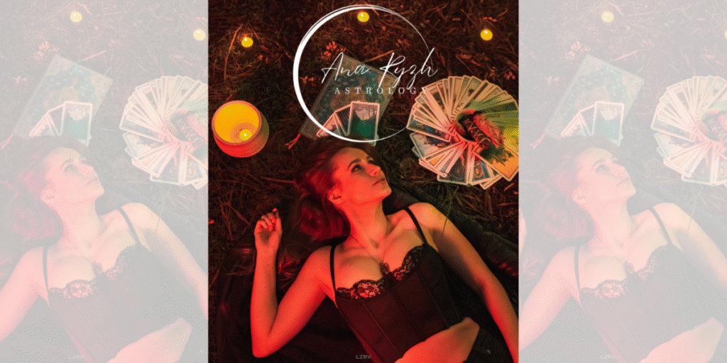 Anastasia Ryzhkova: Astrology, Creativity, and the Art of Healing Anastasia Ryzhkova, astrologer, surrounded by tarot cards and candles, embodies the blend of astrology, creativity, and healing.