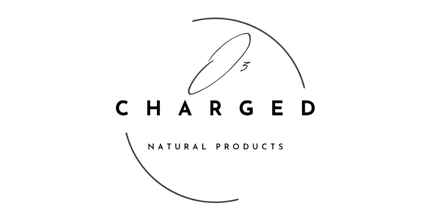 O3 Charged logo representing ozone-infused wellness products, highlighting natural skincare and therapeutic benefits through ozone technology and essential oils.
