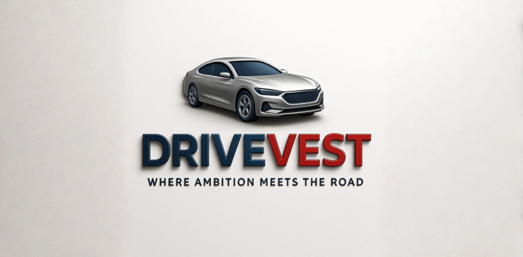 DriveVest logo with a silver car symbolizing ambition and financial growth through structured vehicle finance in Africa.