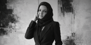 "Bushra Yousaf, contemporary artist, blending emotional depth and cultural influences to create transformative abstract art that speaks to identity."