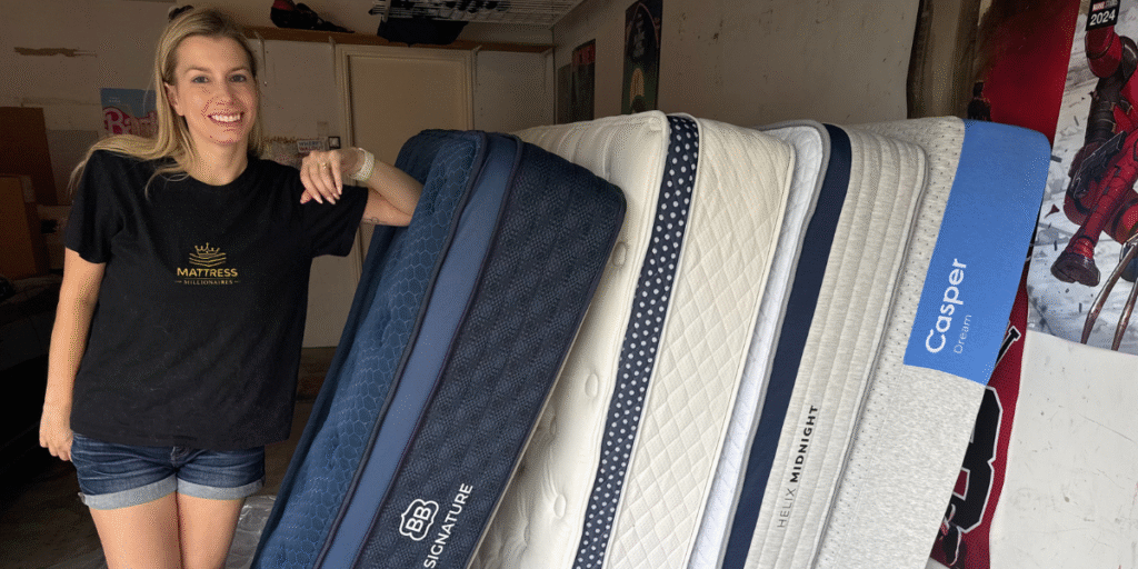 Mattress Millionaires co-founders conducting real world mattress testing to reduce confusion, improve sleep decisions, and lower customer return rates visually.