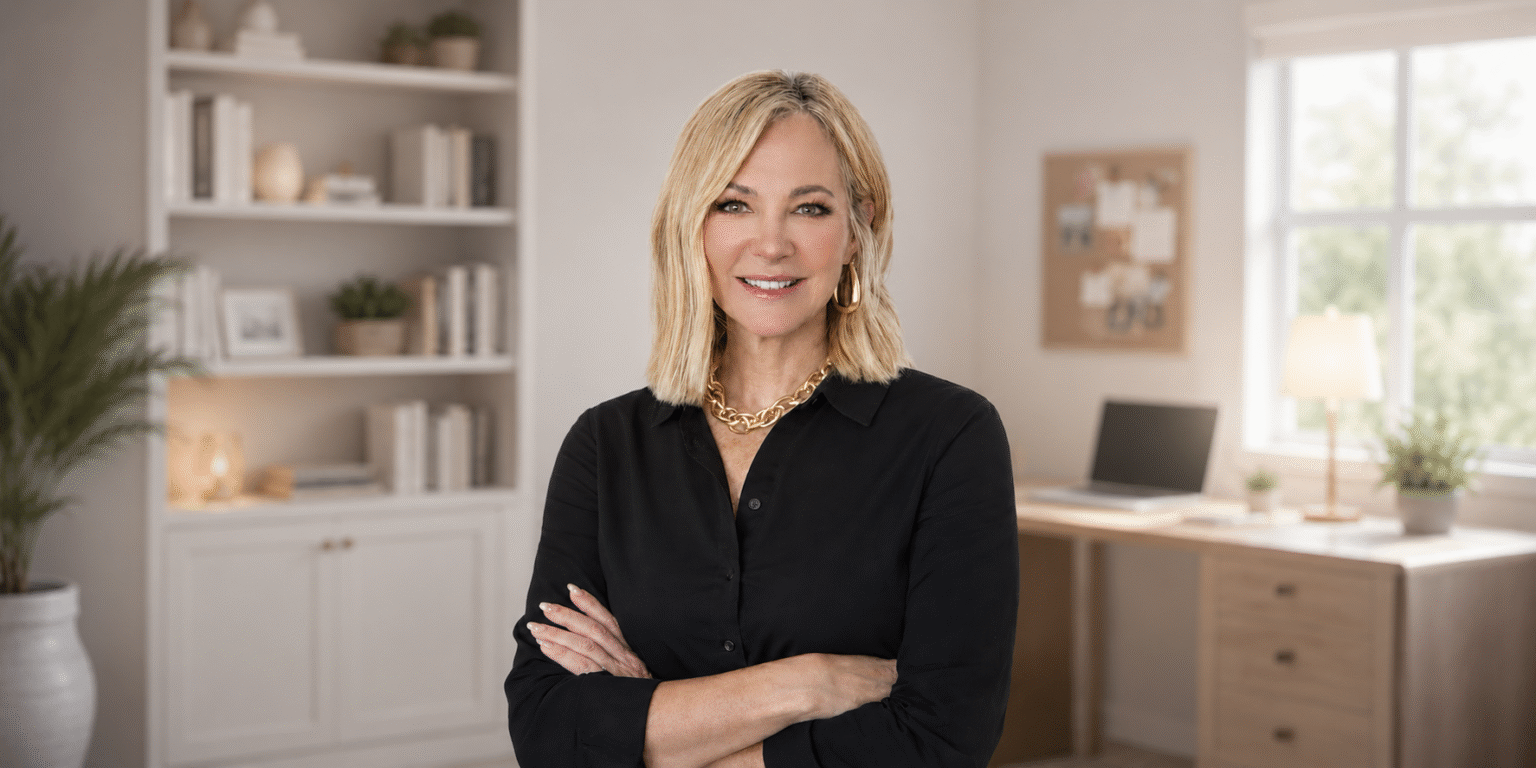 Why Shelli Netko Believes Pretty Is Not The Problem Professional headshot of a smiling blonde woman in a black blouse standing in a bright home office.